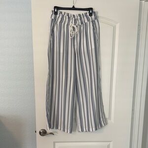 LOFT Blue and White Striped Trousers
